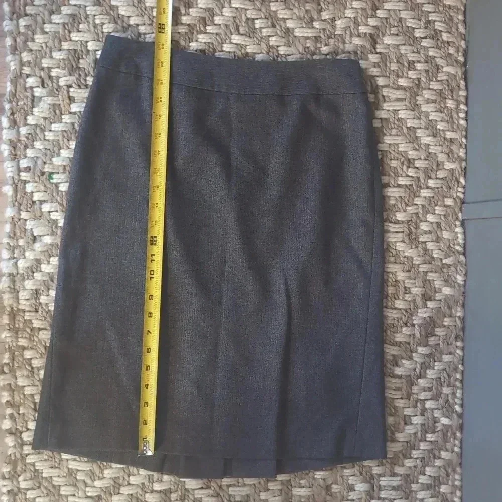 Ann Taylor Wool Cashmere Blend Dark Brown Herringbone Skirt